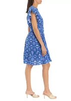 Women's Printed Flutter Sleeve Dress