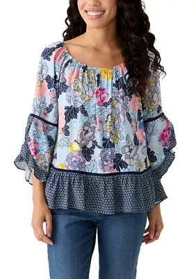 Petite Ruffle Sleeve Blouse