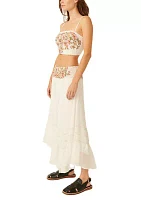 Augusta Floral Appliqué Crop Top & Asymmetric Skirt Set