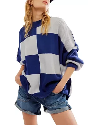 Easy Street Checkered Tunic Sweater