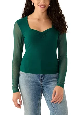 Women's Long Sleeve Sweetheart Neck Top