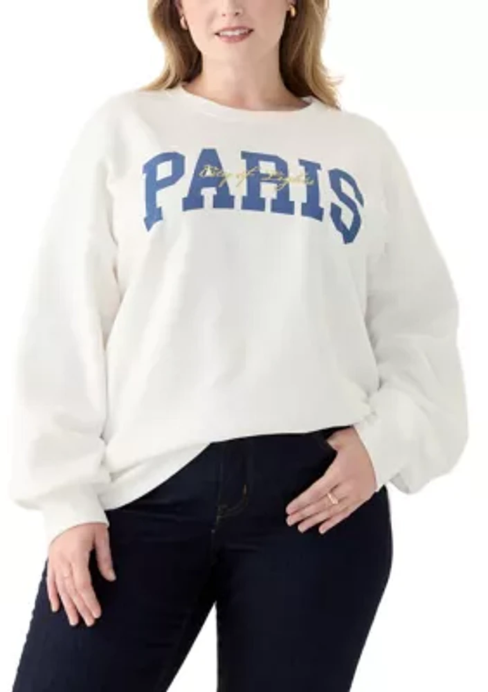 Plus Paris Long Sleeve Crew Neck Sweatshirt