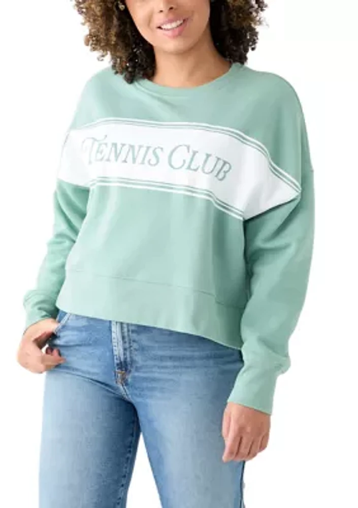 Women's Relaxed Fit Long Sleeve Tennis Club Graphic Sweatshirt