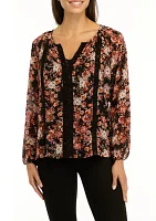 Women's Floral Printed Peasant Top