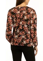 Women's Floral Printed Peasant Top