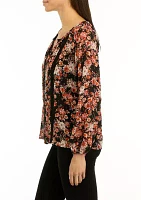 Women's Floral Printed Peasant Top