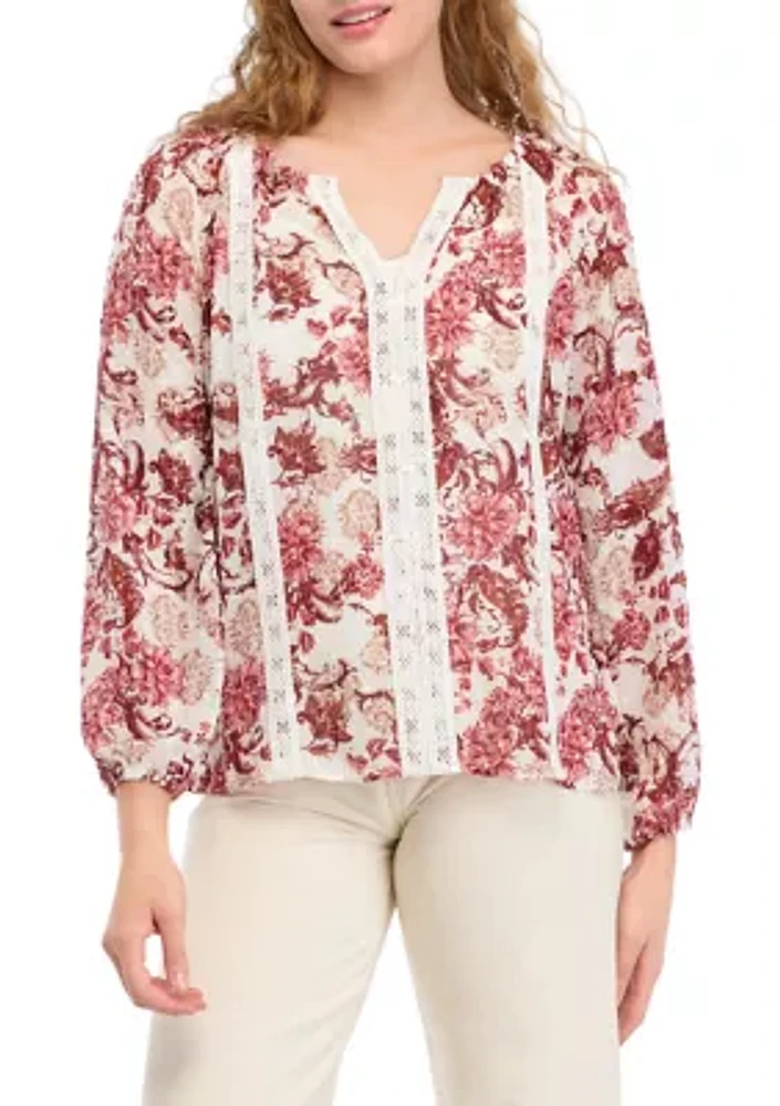 Women's Floral Printed Peasant Top