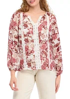 Women's Floral Printed Peasant Top