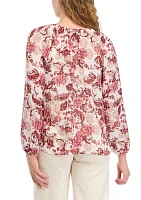 Women's Floral Printed Peasant Top