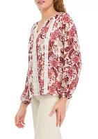 Women's Floral Printed Peasant Top