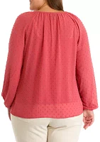 Plus V-Neck Raglan Sleeve Blouse