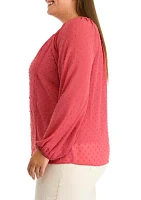 Plus V-Neck Raglan Sleeve Blouse