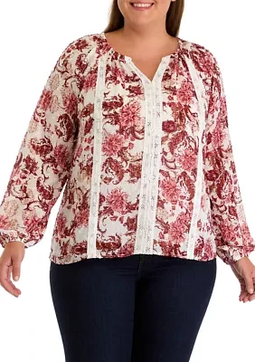 Plus V-Neck Raglan Sleeve Blouse