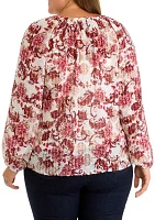 Plus V-Neck Raglan Sleeve Blouse