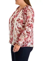 Plus V-Neck Raglan Sleeve Blouse