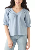 Women's V-Neck Raglan Peasant Top