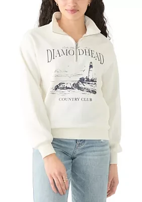 Women's Long Sleeve Zip Diamond Head Graphic Sweatshirt