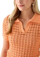 Women's Mesh Johnny Collar Top