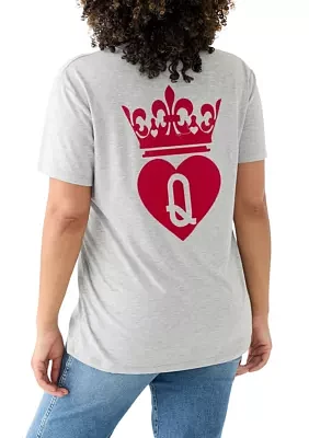 Women's Short Sleeve Queen of Hearts Graphic T-Shirt