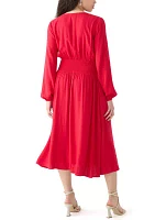 Women's Woven Button Front Midi Dress