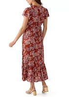 Women's Button Up Midi Dress with Smocking