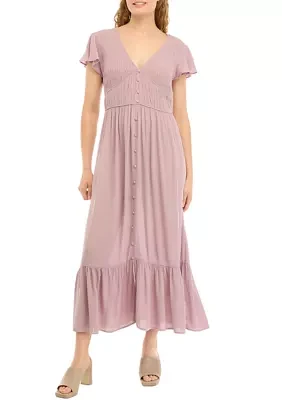 Women's Flutter Sleeve Smocked Midi Dress