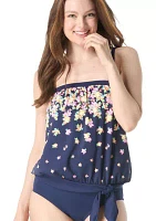 Floral Rain Placement Print Swim Top