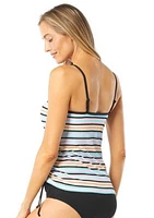 Resort Stripe Side Shirred Tankini Swim Top