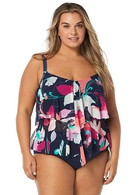 Avalon Floral Portia Mesh Tankini Swim Top