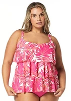 Plus Aqua Palm Jane Ruffle Tankini Swim Top