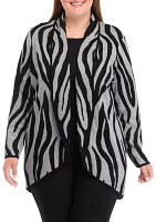 Plus Animal Printed Open Front Cardigan