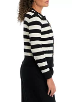 Petite Striped Cropped Cardigan