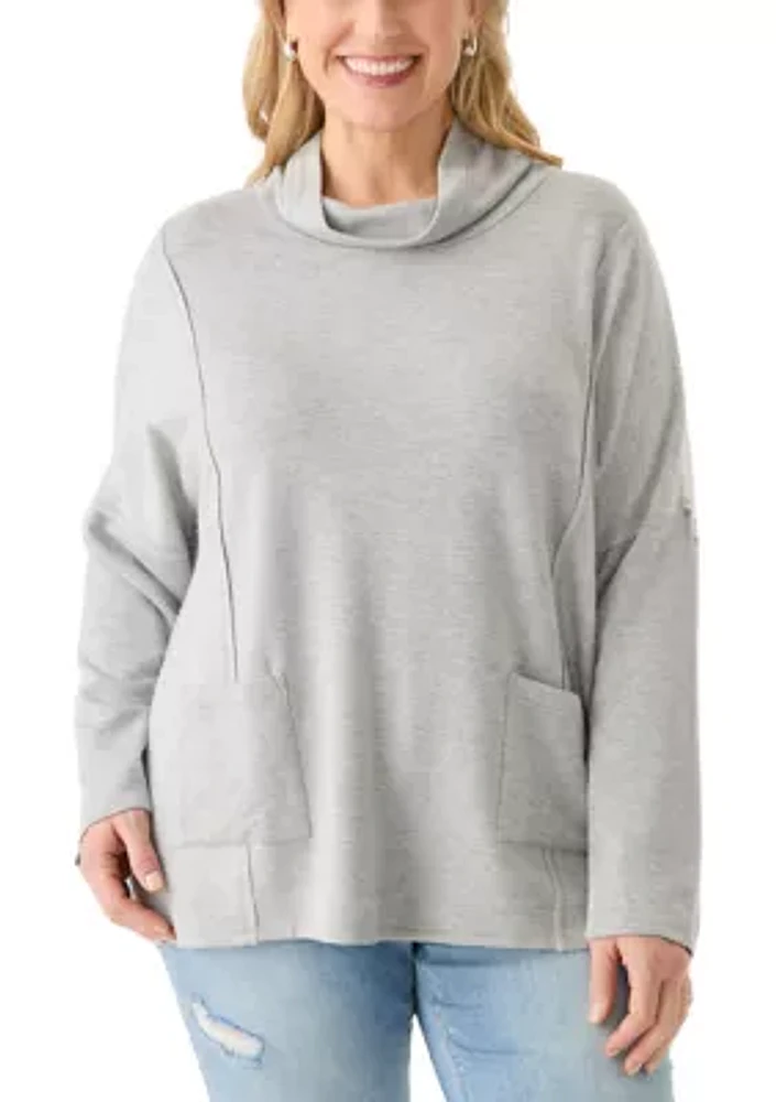 Plus Long Sleeve Funnel Neck Fleece Top