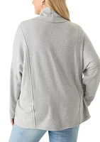 Plus Long Sleeve Funnel Neck Fleece Top