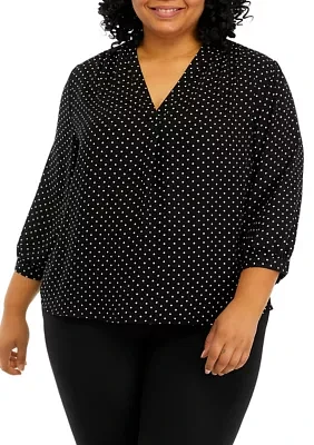 Plus Wovens Printed V-Neck Blouse