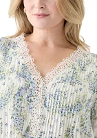 Plus 3/4 Sleeve Crochet Trim Woven Blouse