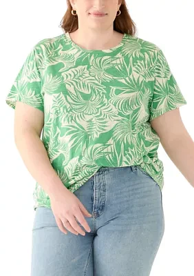 Plus Short Sleeve Slub Crew Neck T-Shirt