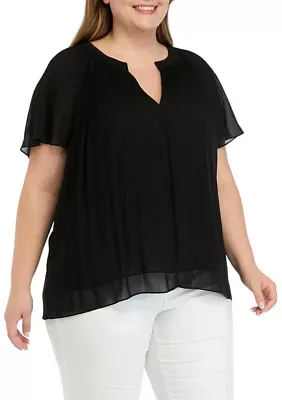 Plus Woven Ruffle Top