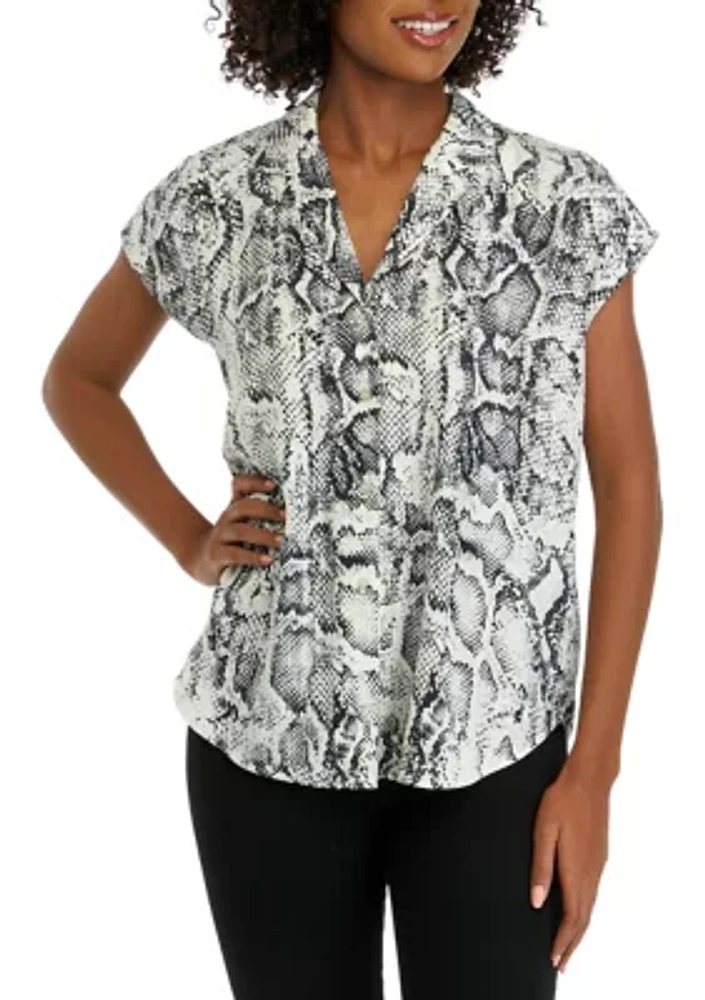 Women's Printed Short Sleeve Camp Shirt