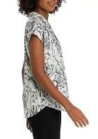 Women's Printed Short Sleeve Camp Shirt