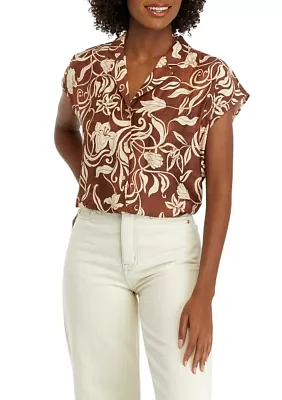 Women's Short Sleeve Printed Camp Shirt