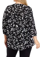 Women's 3/4 Sleeve Split Neck Printed Top