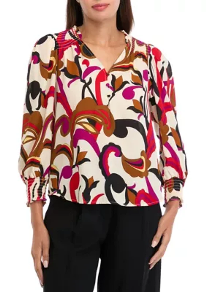 Women's Long Sleeve Printed Blouse