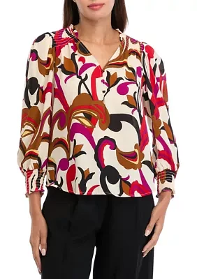 Women's Long Sleeve Printed Blouse