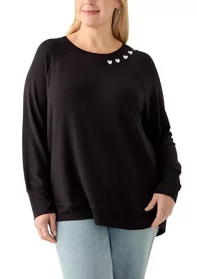 Plus Heart Neckline Sweatshirt