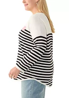 Plus Heart Intarsia Stripe Sweater