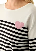 Plus Heart Intarsia Stripe Sweater