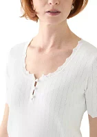 Women's Short Sleeve Pointelle Sweater