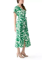 Women's Cotton V-Neck Button Front Printed Dress