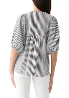 Women's Striped Elbow Sleeve Top